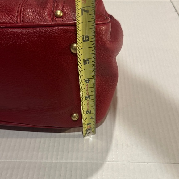 Talbots pebble soft Elegant Red Leather Handbag w gold hardware multiple pockets - Picture 3 of 14